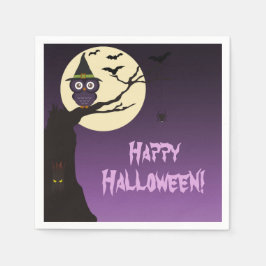 Serviettes Jetables Chouette sur branche d'arbre Halloween Papier serv