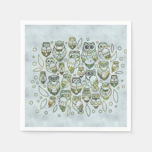 Serviettes Jetables Chouettes décoratives (Devant)