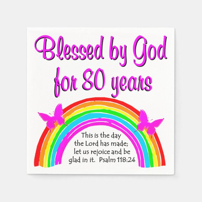 SERVIETTES JETABLES CHRÉTIEN 80E ANNIVERSAIRE (Devant)