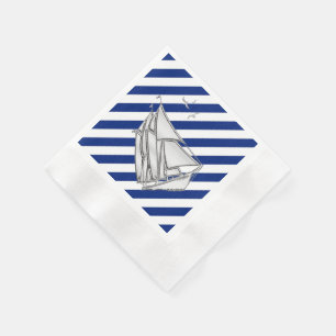 Serviettes Jetables Chrome Sailboat sur les rayures de marine Imprimer