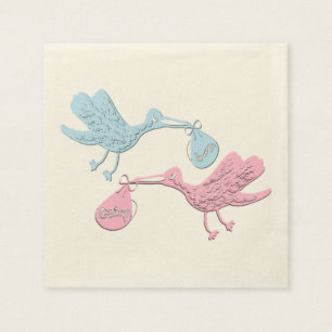 Serviettes Jetables Cigognes roses bleues