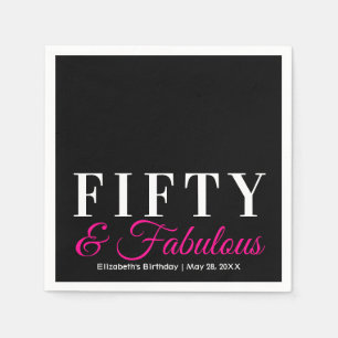 Serviettes Jetables Cinquante et fabuleux Elegant Hot Pink 50e anniver