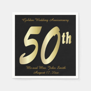 Serviettes Jetables cinquantième Anniversaire de mariage d'or