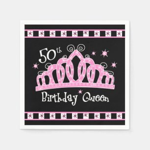 Serviettes Jetables Cinquantième reine d'anniversaire de diadème
