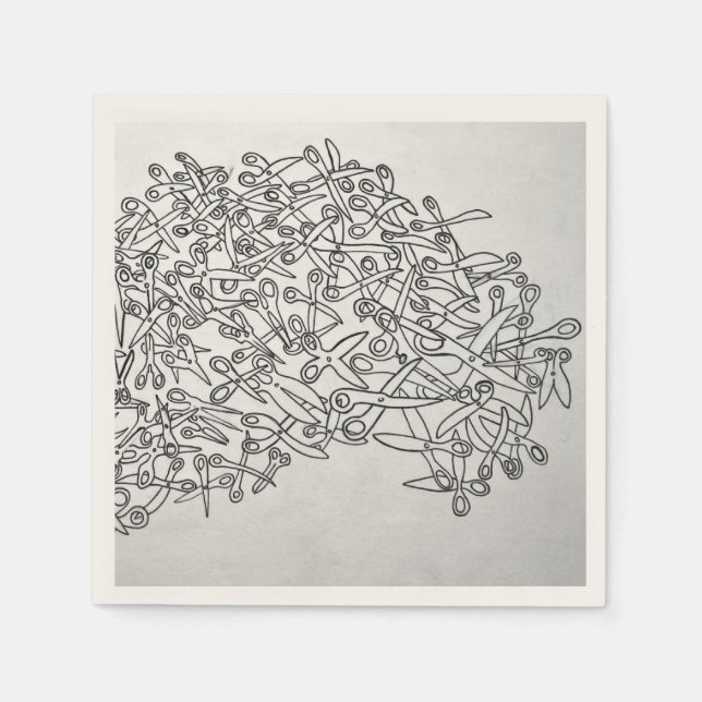 Serviettes Jetables ciseaux noir et blanc serviette (Devant)