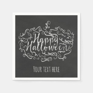 Serviettes Jetables Citrouille élégante tableau noir Joyeux Halloween 