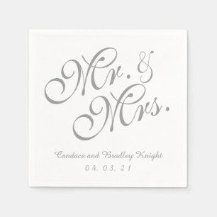 Serviettes Jetables Classic M. et Mme Gray Papier Mariage Napkins