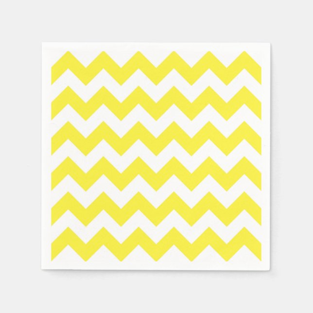 Serviettes Jetables Classic Yellow and White Chevron (Devant)