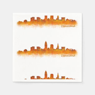 Serviettes Jetables Cleveland Ohio UTILISE Skyline ville v02
