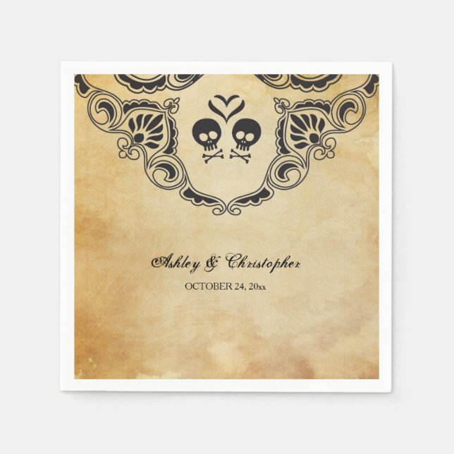 Serviettes Jetables Cocktail Mariage Halloween Napkin - Gothique (Devant)