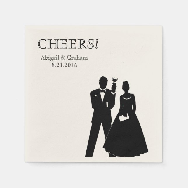 Serviettes Jetables Cocktail Mariage personnalisé serviettes (Devant)