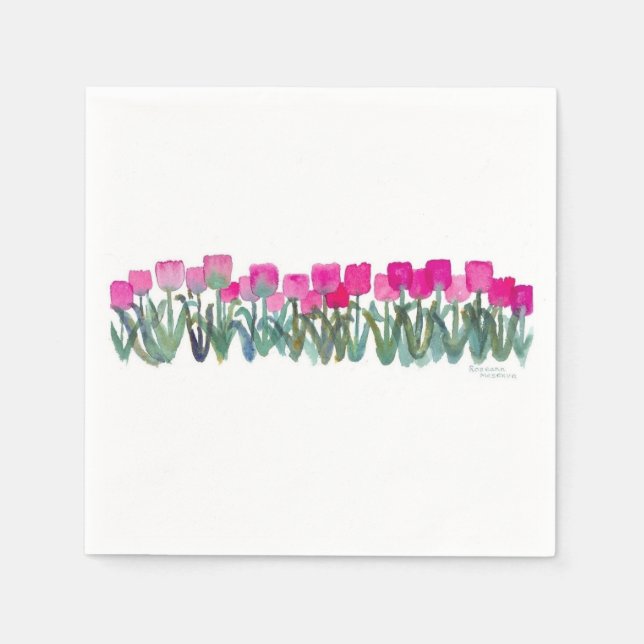 Serviettes Jetables Cocktail Pink Tulip Grove Napkin (Devant)