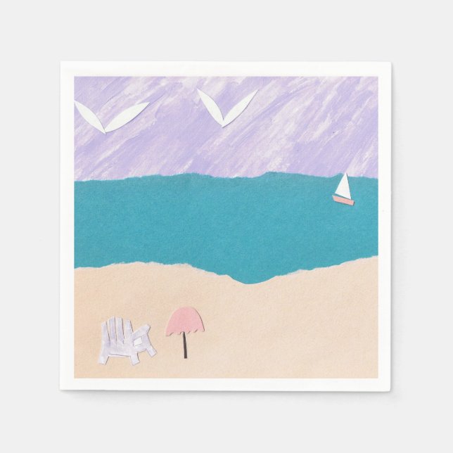 Serviettes Jetables Cocktail serviettes avec conception de plage (Devant)