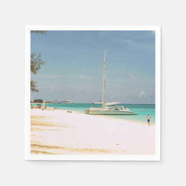 Serviettes Jetables Cocktail serviettes avec une scène de plage (Devant)