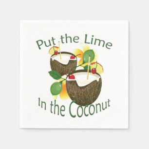 Serviettes Jetables Coconut Tiki Bar Cocktail Papier Napkin