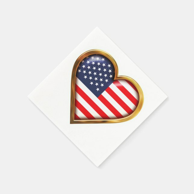 Serviettes Jetables Coeur américain (Coin)