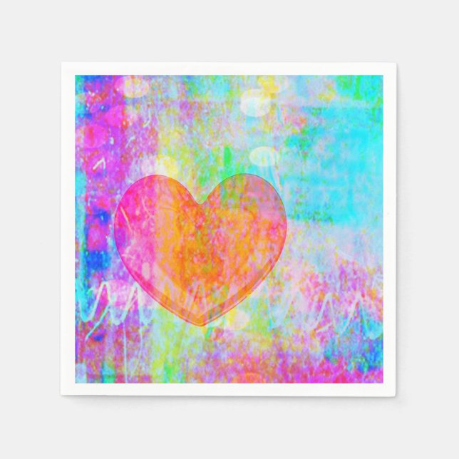 Serviettes Jetables Coeur Boho (Devant)