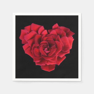 Serviettes Jetables Coeur de rose rouge