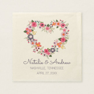 Serviettes Jetables Coeur floral