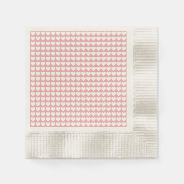 Serviettes Jetables Coeurs blancs sur rose pâle (Devant)