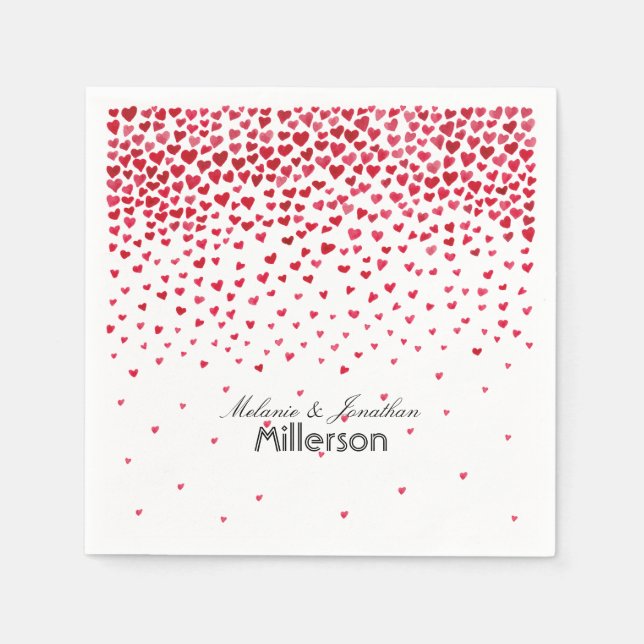 Serviettes Jetables Coeurs Confetti (Devant)