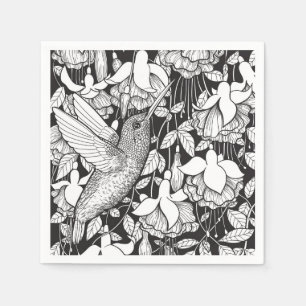 Serviettes Jetables Colibri et fuchsia
