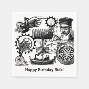 Serviettes Jetables Collage #1 de Steampunk par Artinspired