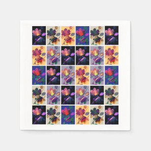 Serviettes Jetables Collage rustique d'édredon de patchwork de feuill