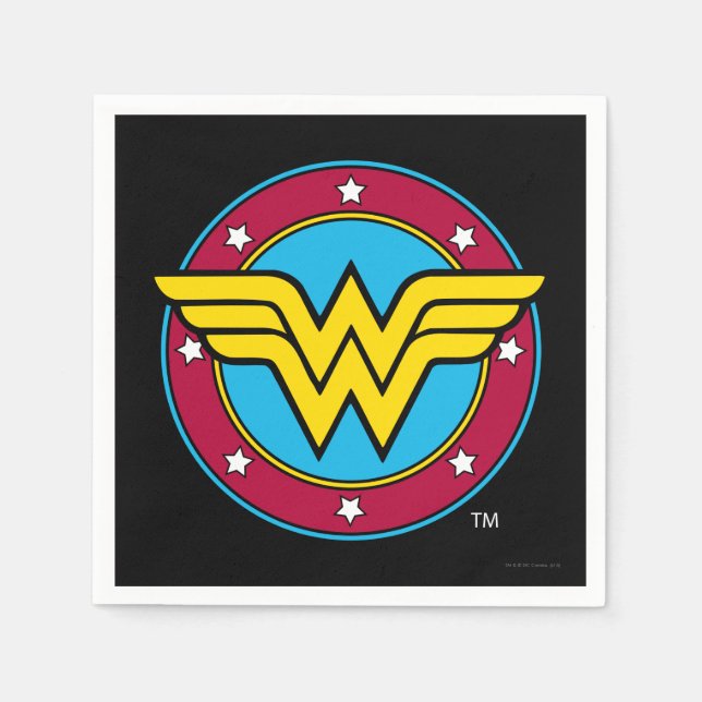Serviettes Jetables Comics DC | Wonder Woman Circle & Stars Logo (Devant)