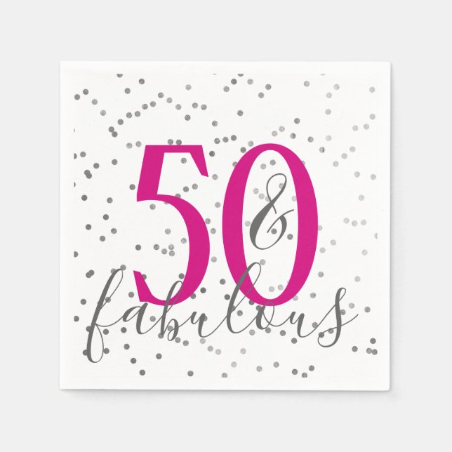 Serviettes Jetables Confetti 50 et des serviettes fabuleuses fête d'an (Devant)