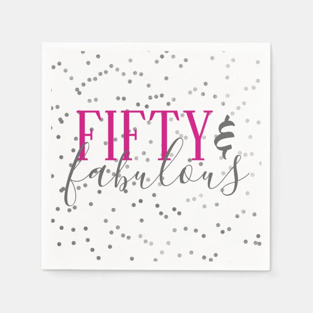 Serviettes Jetables Confetti 50 et des serviettes fabuleuses fête d'an (Devant)