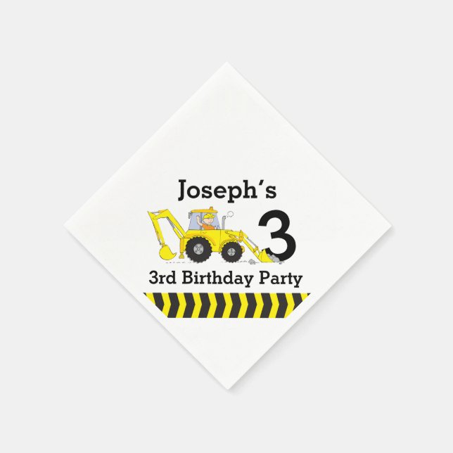 Serviettes Jetables Construction 3e anniversaire enfants de la fête se (Coin)