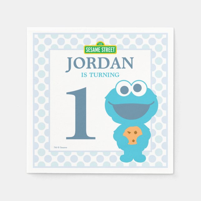 Serviettes Jetables Cookie Monster Baby Anniversaire Papier Naples (Devant)
