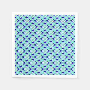 Serviettes Jetables Copie de kimono, indigo et bleu de ciel floraux de