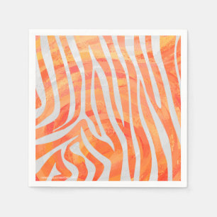 Serviettes Jetables Copie orange et blanche de zèbre