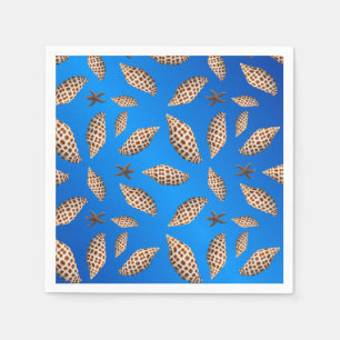 Serviettes Jetables Coquillages de Junonia ttis sur le bleu