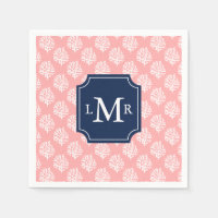 Corail mignon Motif et Monogramme bleu