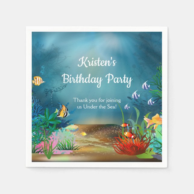 Serviettes Jetables Corail Reef Under the Sea Party (Devant)