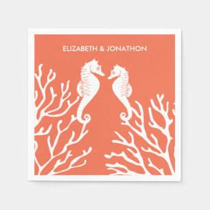 Serviettes Jetables Coral Seahorse