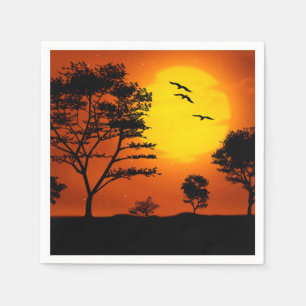 Serviettes Jetables Coucher du soleil africain