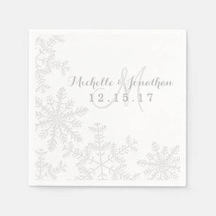 Serviettes Jetables Coupe laser Silver Snowflakes Mariage d'hiver Napk