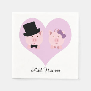Serviettes Jetables Couple de cochon mignon