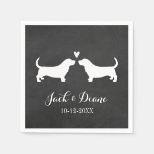 Serviettes Jetables Couple de mariés Basset Hounds avec texte personna