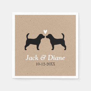 Serviettes Jetables Couple de mariés Beagles avec texte personnalisé