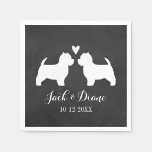 Serviettes Jetables Couple Mariage Westies avec texte personnalisé