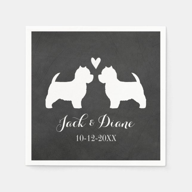 Serviettes Jetables Couple Mariage Westies avec texte personnalisé (Devant)