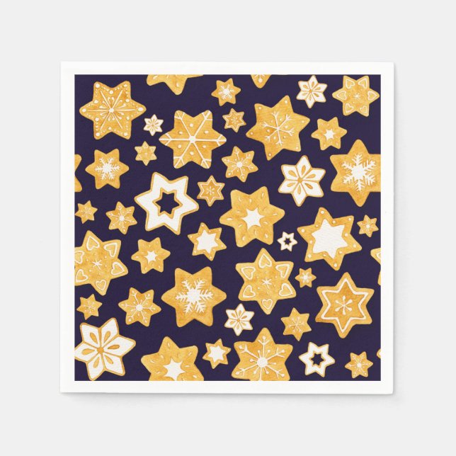 Serviettes Jetables Couronne de biscuits de Noël avec Arrière - plan b (Devant)