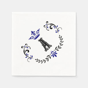 Serviettes Jetables Couronne Wreath A Monogramme