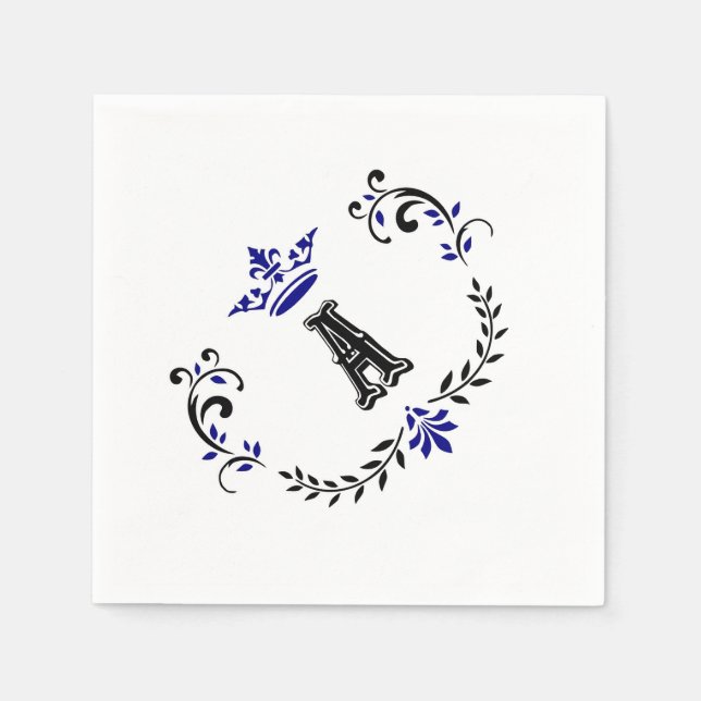 Serviettes Jetables Couronne Wreath A Monogramme (Devant)