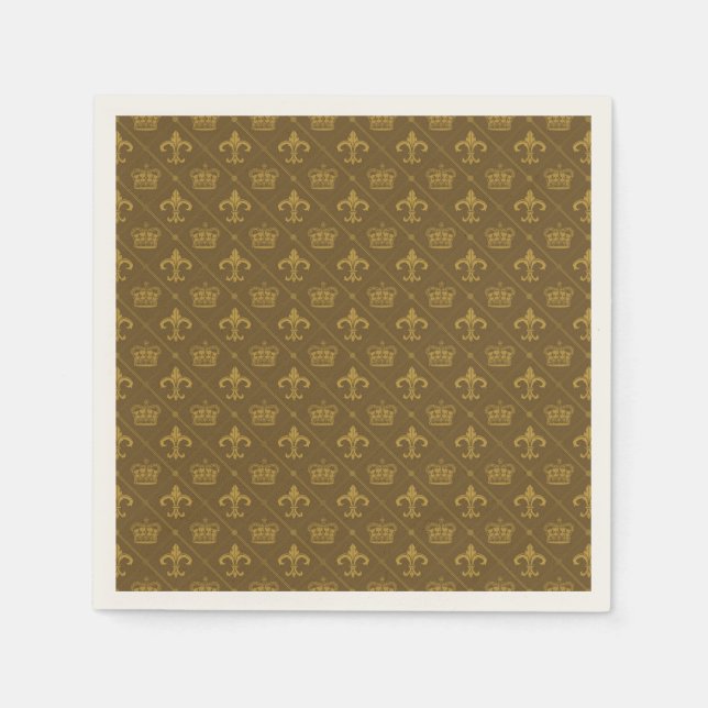 Serviettes Jetables Couronnes & Lily motif (Devant)